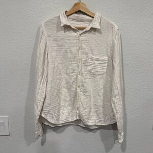 CP SHADES White Cotton Gauzy Button-Up Shirt - L